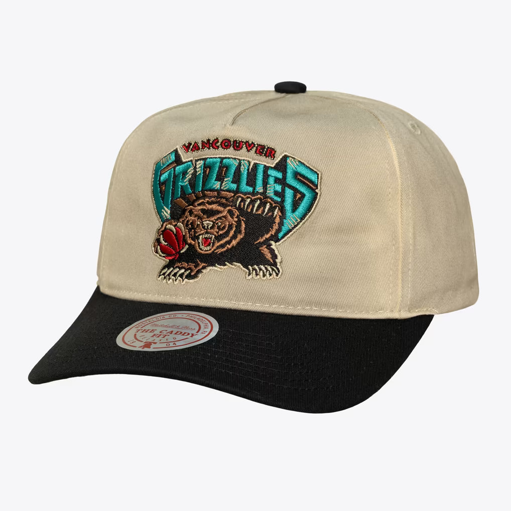 Vancouver Grizzlies Cream/Black Hardwood Classics Retro Roots Caddy Snapback Hat