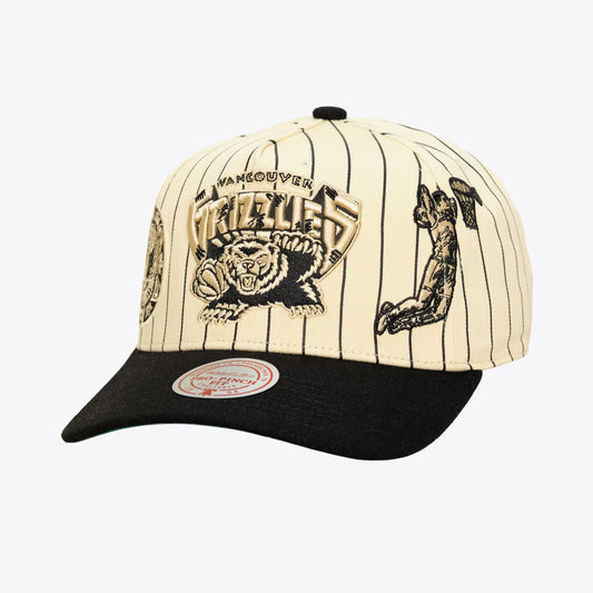 Vancouver Grizzlies Cream/Black Hardwood Classics Retro Roots Stripe Pro Pinch Snapback Hat