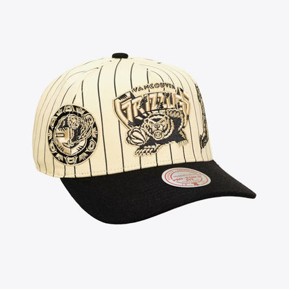 Vancouver Grizzlies Cream/Black Hardwood Classics Retro Roots Stripe Pro Pinch Snapback Hat