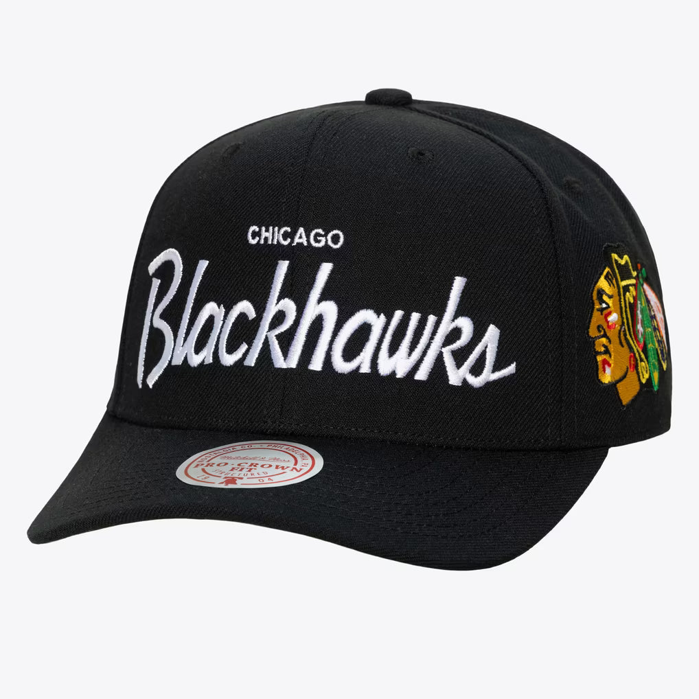 Chicago Blackhawks Black Head Coach Pro Crown Snapback Hat