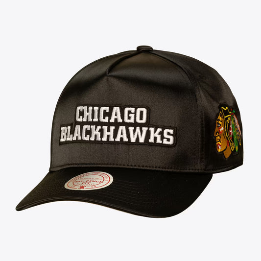 Chicago Blackhawks Black Zig Zag Satin Pro Pinch Snapback Hat