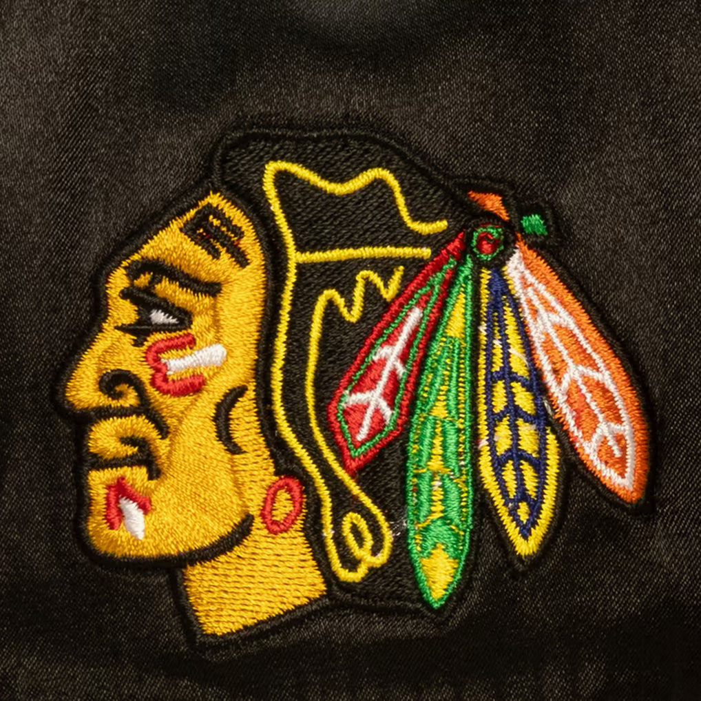 Chicago Blackhawks Black Zig Zag Satin Pro Pinch Snapback Hat