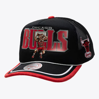 Chicago Bulls M&N x LRG Black Hardwood Classics Wild Art Trucker Adjustable Hat