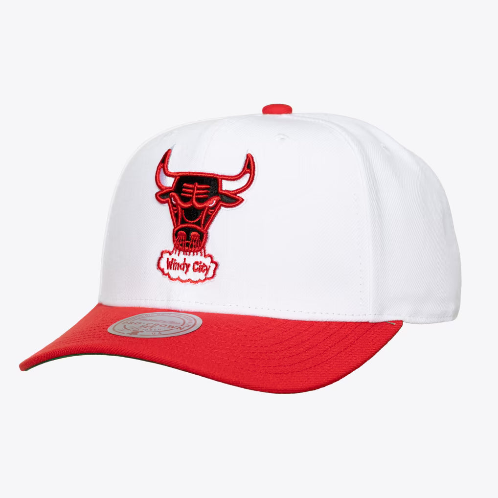 Chicago Bulls White/Red Hardwood Classics Team Two-Tone 2.0 Pro Crown Snapback