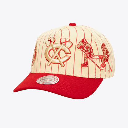 Chicago Blackhawks Cream/Red Retro Roots Stripe Pro Pinch Snapback Hat